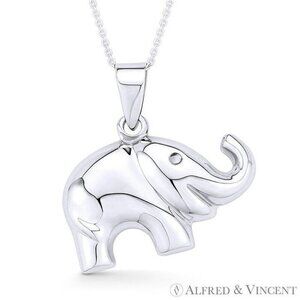 Elephant Animal Charm Pendant in .925 Sterling Silver